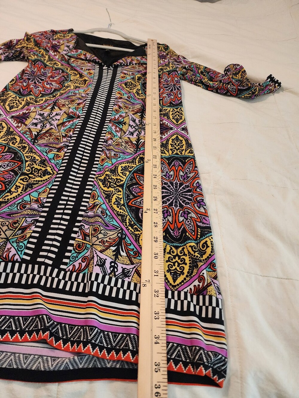 Laundry By Shelli Segal Black-Trim Multicolor Medallion Print Dress Sz 6 Bold - Picture 10 of 13